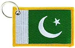 akachafactory Keychain keyring embroidered embroidery patch double sided flag pakistan