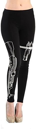 Fashion Empire Gun Print Black Soft Cotton Leggings Women’s Tights Pants (One Size, Black)