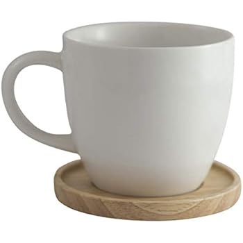 Amuse- Aquarelle Collection- Grande Porcelain Mug with Bamboo Lid (17 oz.)- Gift Box (White)