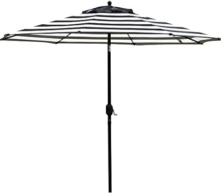 Amazon Com Sunnyglade 9 Patio Umbrella Outdoor Table Umbrella With 8 Sturdy Ribs Balck And White Garden Outdoor