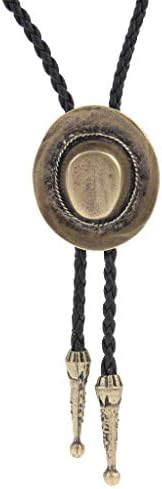 LIANCHI Western Hat Black Bolo Tie for Men and Women,Native American Leather Bolo Tie String