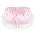 MSemis Men Sissy Crossdress Panties Lace Satin Frilly Ruffled Bloomer Thong Underwear Lingerie Pink Medium (Waist 30.0''-46.0