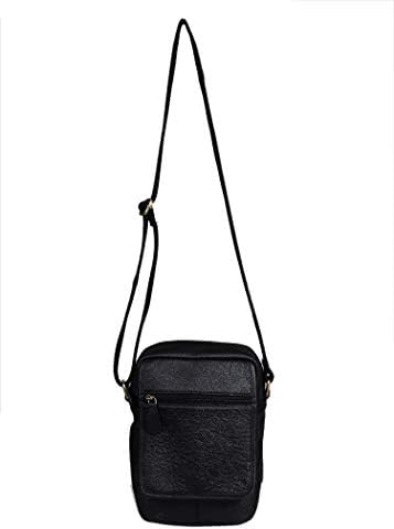 Saavi Women's Adjustable Long Belt Smartphone Sling Bag Leather (Black)