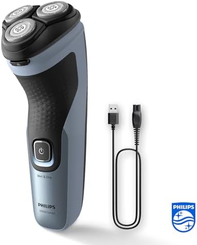 Shaver Series 3000X – Elektrischer Rasierer für Herren, Nass- und Trockenrasur, Himmelblau, mit SkinProtect-Technologie, ausklappbarem Bartschneider und ergonomischem Griff (Modell X3053/00)