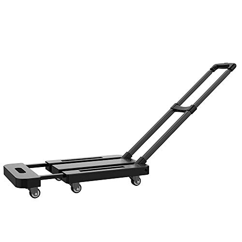 Upgraded Multifunctional Folding Hand Truck Dolly with Carrying Capacity up to 440LBS. 6 Wheels, 360 Rotating Platform Collapsible Trolley Cart for Shopping, Moving, Travelling, Auto and Office Use.