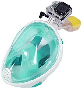 CChahaFull Face Snorkeling Mask Scuba Watersport Anti-fog Anti-Leak Seaview Underwater Diving Swimming Snorkel Set For Gopro Camera (Green S/M)