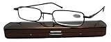 Reading Glasses 2 Pair Black and Gold Readers Metal Lightweight Compact Unisex Glasses for Reading Slim Case Included...
