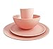 Bamboo Fiber 4-Piece Non-Breakable Dish Set - Dishwasher Safe - Pink Modern Design for All Ages