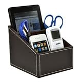 Cosmos Brown PU Leather Remote control/controller TV Guide/mail/CD organizer/caddy/holder with Free Cosmos Cable Tie