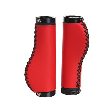 Ergonomic Eco Leather Grips for BROMPTON folding bike RED