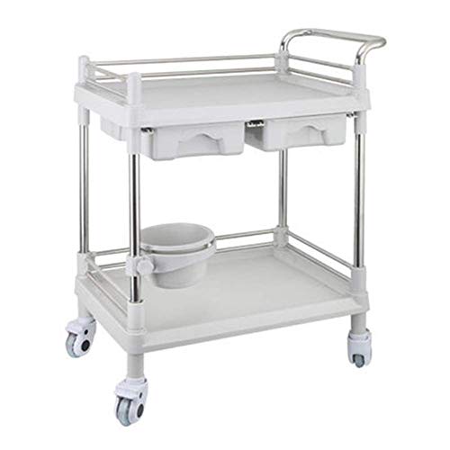 2 Tier Medical And Service Utility Cart Rolling Salon Trolley With