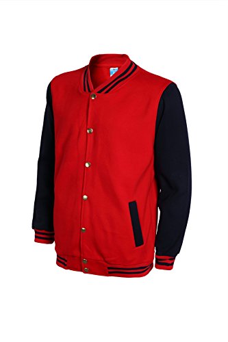 Mojessy Women's Varsity Bomber Jacket Fall Biker Baseball Jacket Short Coat XX-Large Red&Navy