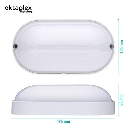 Oktaplex LED Kellerlampe BASE 9W 800Lm IP65 Neutralweiß 4000K Ovalleuchte Kellerleuchte Deckenlampe Weiß – Bild 4