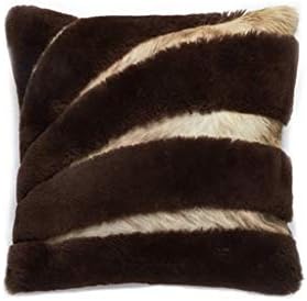 JFFFFWI Sofa Cushion Cut Feathers Lamb Stitching Leather Large Cushion Night Cushion Feather Cowhide Ornaments Back Cushion (Color: Brown)