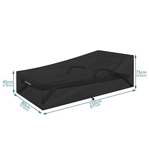 Dokon Gartenliege Abdeckung Wasserdicht, Sonnenliege Abdeckung Winterfest 420D Oxford Gewebe Winddicht Anti-UV Schutzhülle für Liegestuhl Deckchair mit Belüftungsöffnungen - 200x75x40/70cm – Bild 4