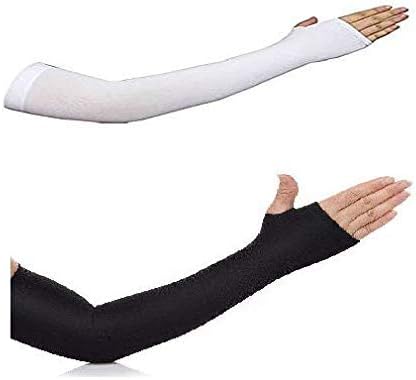 TOUCH ZONE Cooling Arm Sleeves for Men & Women. Perfect for Cycling, Driving, Running, Basketball, Football & Outdoor Activities (Black and White)