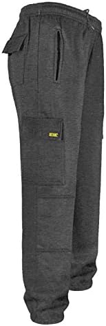 SITE KING Mens Cargo Combat Work Tracksuit Jogging Bottoms with Knee Pad Pockets Fleece Pants