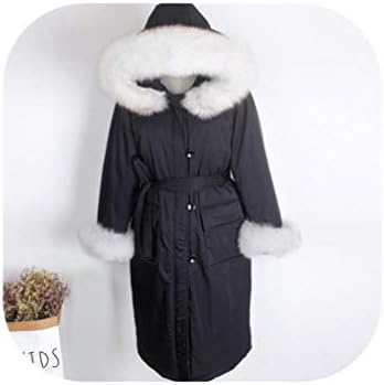 Warm Fox Fur Parkas Down Jacket Female Duck Down Coats Winter Real Fox Fur Down Coat Down Coats from Women,Black,One Size