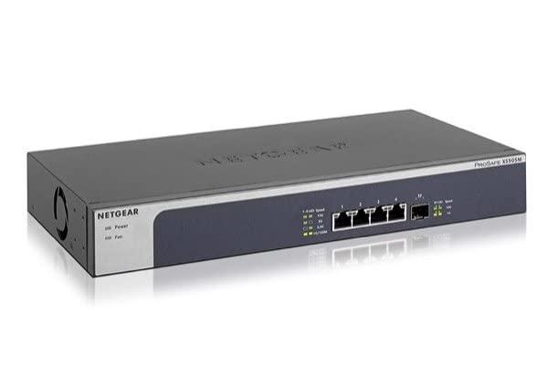 Netgear (Xs505M) Smart Switch Ethernet 5 Ports Rj45 10 Gigabit Multi-Gigabit Avec 1 Port Sfp+ 10 Gigabit, Bureau/En Rack Et Protection À Vie Prosafe