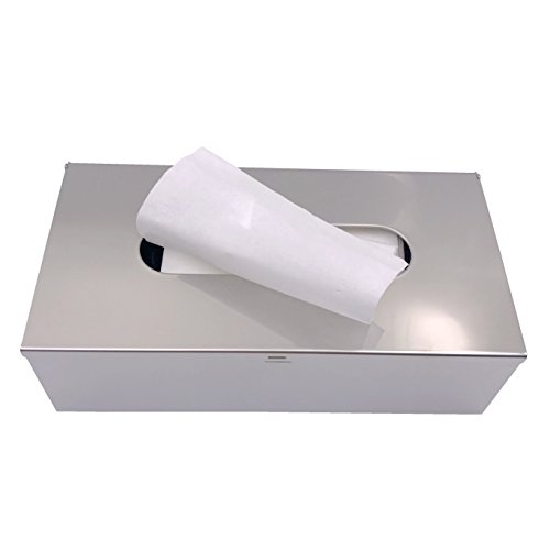 M2cbridge Metal Facial Tissue Box Cover Holder Lay On or Wall Mounted, Polished 18/8 Stainless Steel (Rectangle)