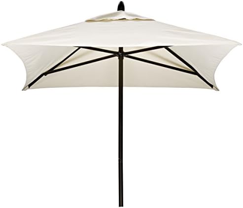 Telescope Casual Furniture Commercial Outdoor Market 6' Square Umbrella, Gloss White Frame, China Red Fabric