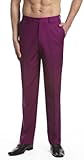 CONCITOR Men's Dress Pants Trousers Flat Front Slacks EGGPLANT PURPLE Color