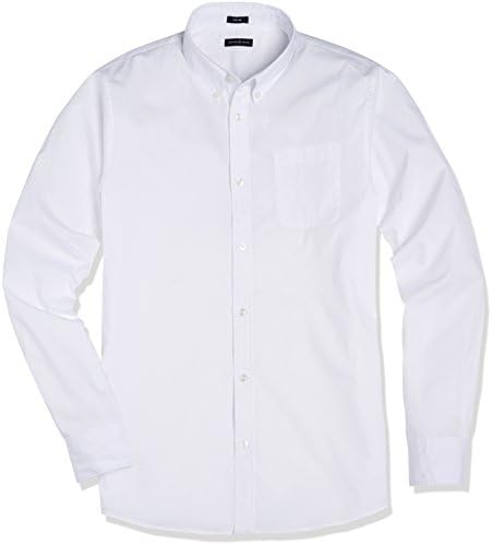 Crafted Collar Men's Slim-Fit Casual Button-Down Shirt 16" Neck 34" Sleeve White