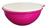 Tupperware 32 Cup Thatsa Bowl in Electric Hot Pink with Snow Seal, White