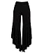 Women High Elastic Waist Split Ruffle Bottom Chic Fit and Flared Pants Black XL