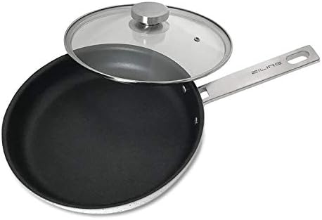Nonstick Fry Pan with Lid 10.25 Inch Saute Pan Dishwasher Safe Spray Technology APEO & PFOA Free Natural Organic more Efficient Cookware (10.25-Inch, white)