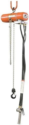 CM 2181 ShopAir Air Chain Hoist with Swivel Hook, 600 lbs Capacity, 10' Lift Height, 16 fpm Lift Speed, 34 cfm, 90 psi