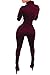 Bodycon4U Women Zipper Spandex Zentai Long Sleeve Unitard Bodysuit Jumpsuit Rompers Tracksuits One Piece Outfits (M, Wine Red)