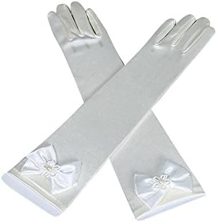 EUROPRINCE Girls Classic Wedding Dress Bow Gloves (8-14 years old, White)