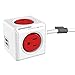 Allocacoc PowerCube Extended USB, Surge Protector, Electric Outlet Adapter 5ft Extension Cord Power Strip with 4 outlets and Dual USB Ports PC-4420GY/USEUPC (Red)