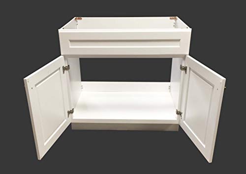 36" Wide x 21" Deep New White Shaker Single-Sink Bathroom Vanity Base Cabinet WS-V3621