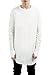 LILBETTER Mens Hipster Hip Hop Basic Longline Curved Hem Crewneck Long Sleeve T-shirt (White,Large)
