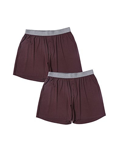 David Archy Men's 2 Pack Rib Modal Soft Boxer Shorts (S, Dark Coffee)