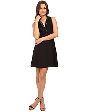 Jessica Simpson Womens A-Line Dress with Lace-Up V-Neck Detail JS6D8658