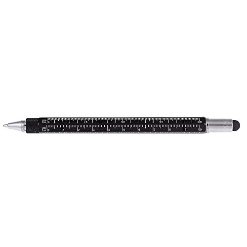 Shulaner 6 in 1 Multifunction Tech Tool Ballpoint Pen with Ruler Level Stylus and Two-Head Screwdriver Gift for Men Black 3 Pack
