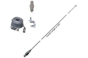 CB RADIO SUPPLY Hustler 102 Inch Whip CB Ham Antenna Stainless Steel - 18 ft RG8X Coax - Spring & Mount