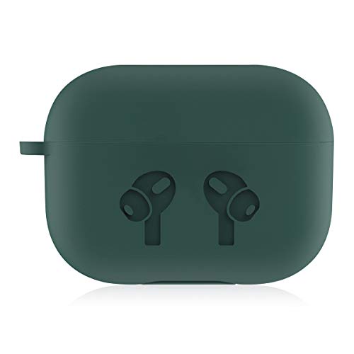 2019 Upgraded AirPods Pro Case Cover, Soft Thick Silicone Skin Protective Cover with Keychain Visible Front LED for AirPods Pro Wireless Charging Case, Army Green