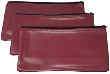 3-Piece Set PM Company Security Bank Deposit / Utility Zipper Coin Bag / Pouch Safe Money Organizer Bag / 11 X 5.5 Inches (Maroon)