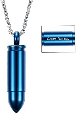 XUANPAI Mens Womens Custom Engraving Stainless Steel Bulled Memorial Cremation Ash Urn Pendant Necklace