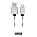 Micro USB Cable, HAOCITY 2-Pack 3.3FT 6.6FT Nylon Braided Micro USB Cable High Speed USB 2.0 A Male to Micro B Sync&Charge Cord Wire for Samsung, HTC, Motorola, Nokia, Android, and More (Silver)