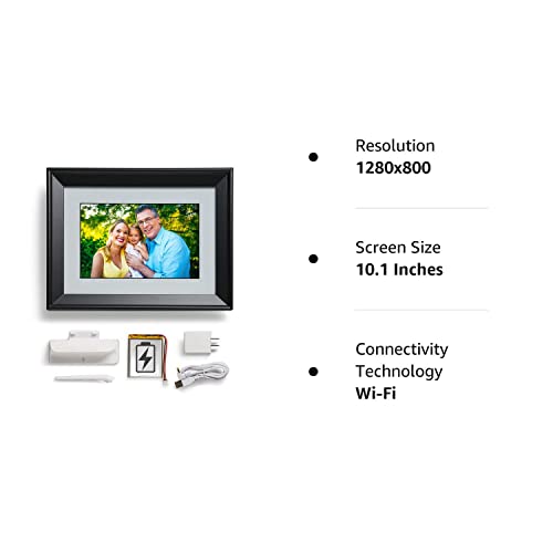 PhotoSpring 10in WiFi Digital Picture Frame with Battery, Send Photos