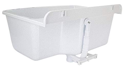 GOSPO Ausgussbecken, 61 cm x 44 cm x 23,5 cm, Waschbecken aus Kunststoff, Waschtrog mit Überlauf, Siphon, Spülbecken… – Bild 4
