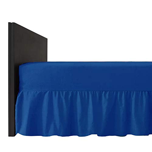 Mfabrics Poly-Cotton Extra Deep Fitted Valance Sheet - Easy Care, Machine Washable - Available in 20 Colours - 40cm Frilled - Single Double King Super King Pillowcase Pair (Royal Blue, Double)