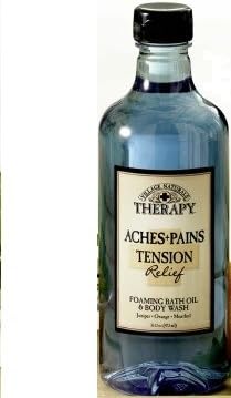 Village Naturals Aches+Pains Tension Relief Bath Oil &amp; Body Wash,16oz. Each (Pack of 4)
