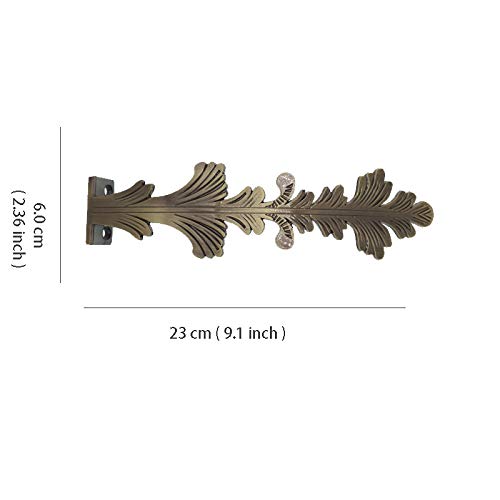 Chictie Vintage Leaves Curtain Holdbacks Bronze Wall Mounted Drapery Holder Hooks Pack of 2 (Retro Bronze Long Leaves Hook)
