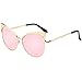 SojoS Fashion Cat Eye Style Metal Frame Women Sunglasses Lady Glasses SJ3163 With Gold Frame/Pink Mirrored Lens